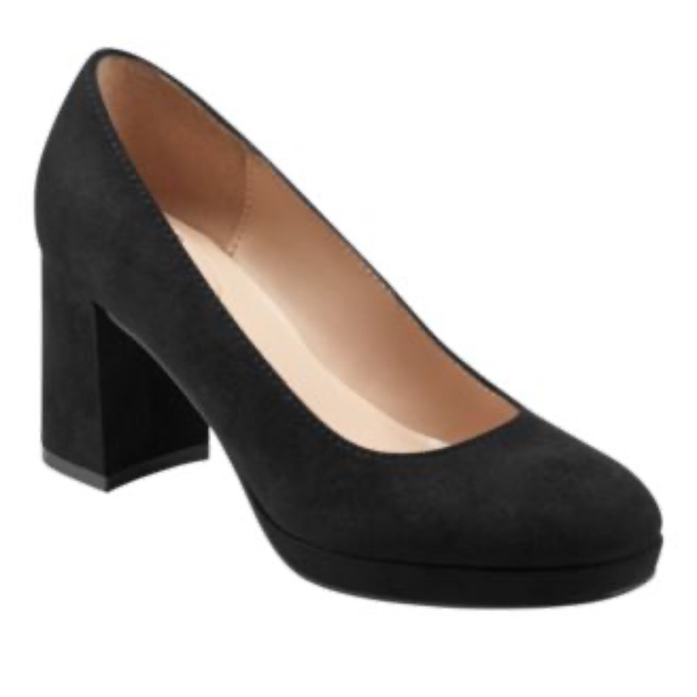 Bandolino Cooler Black Suede Platform Block Heel Pumps Size 9